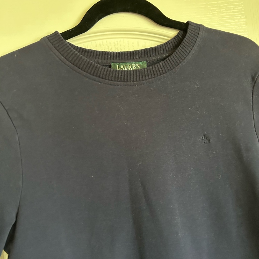 Ralph Lauren Petite navy blue pullover sweatshirt zipper pockets petite large - Picture 7 of 10